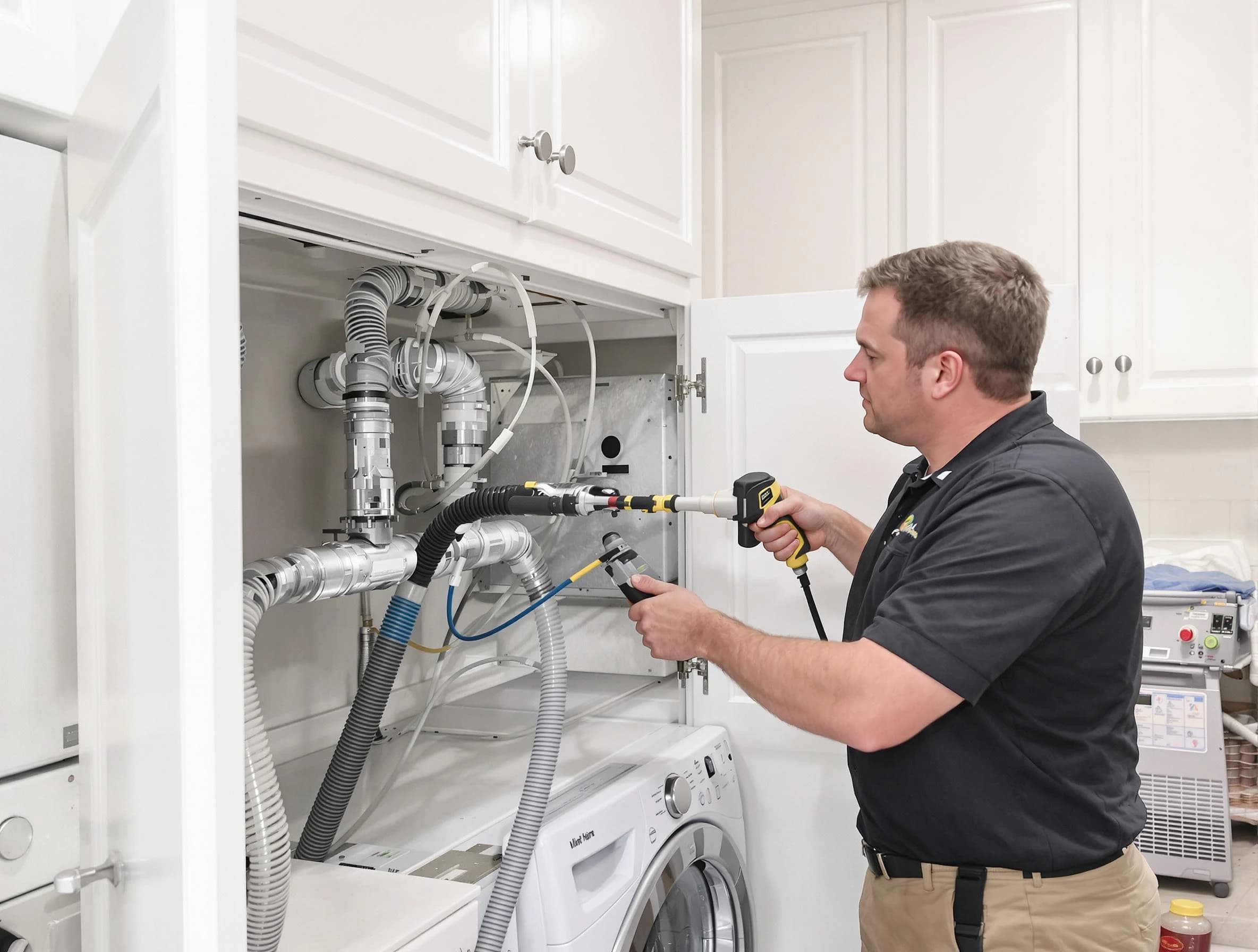 Lawrenceville Dryer Vent Cleaning professional removing severe blockage from a clogged dryer vent in Lawrenceville