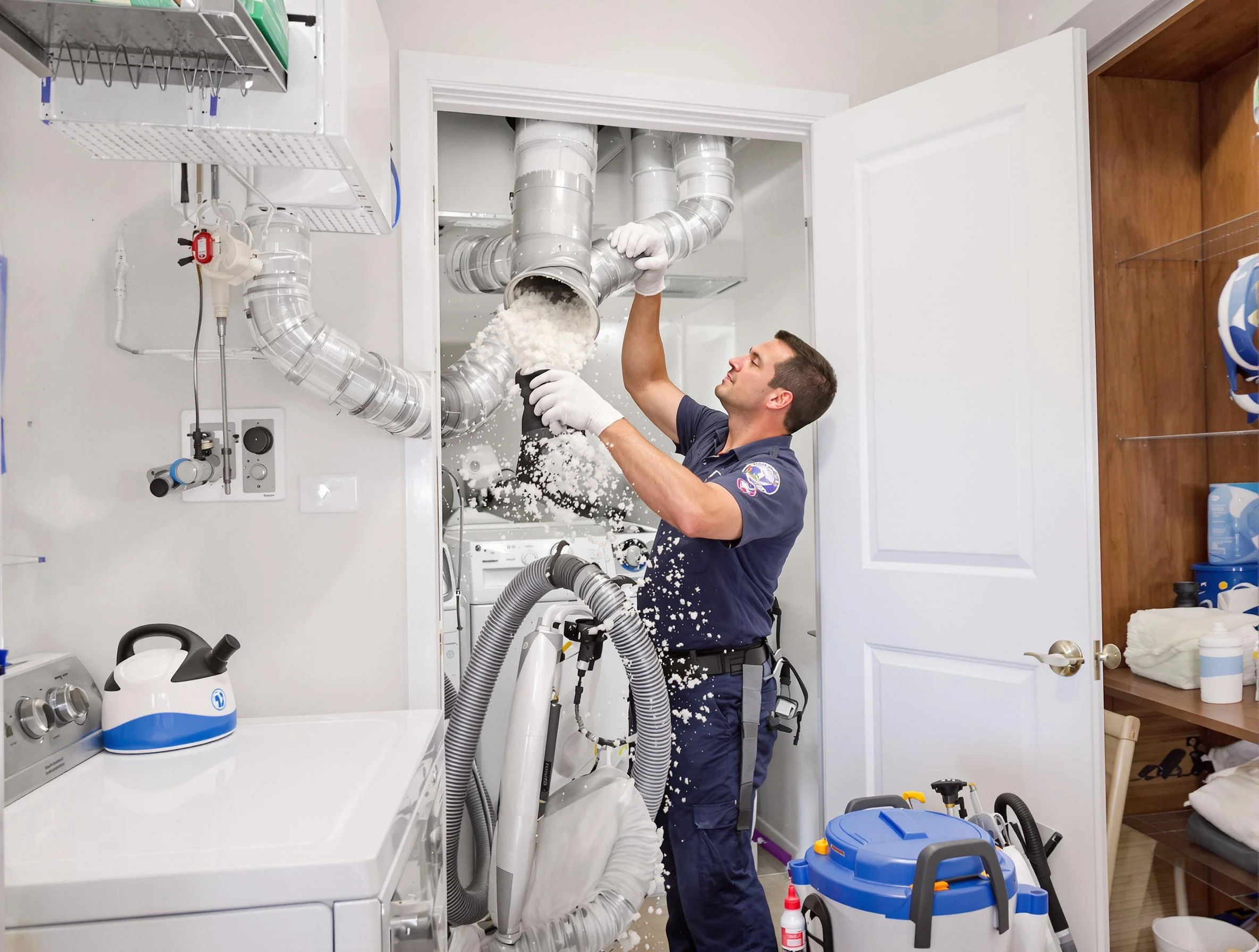 Lawrenceville Dryer Vent Cleaning technician delivering thorough residential dryer vent cleaning service in Lawrenceville